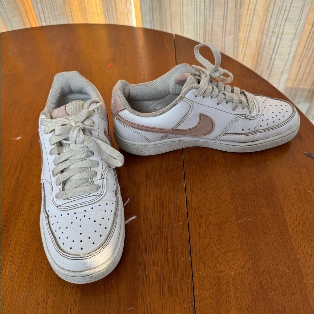 Nike Court Vision low top leather sneakers size 8 blush pink swipe